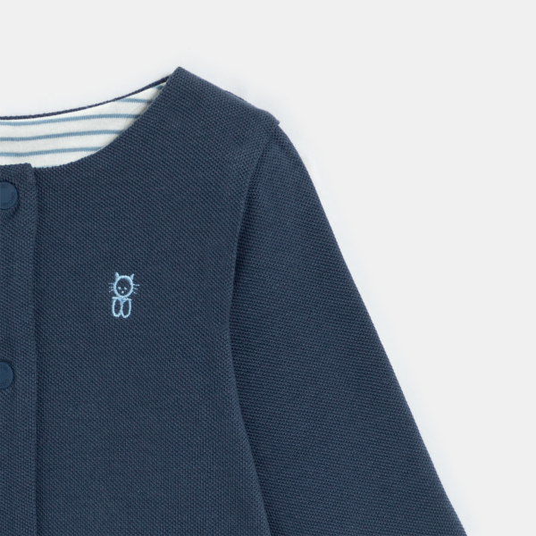 سترة ذات وجهين من قطن بيكيه باللون الأزرق للأولاد الصغار